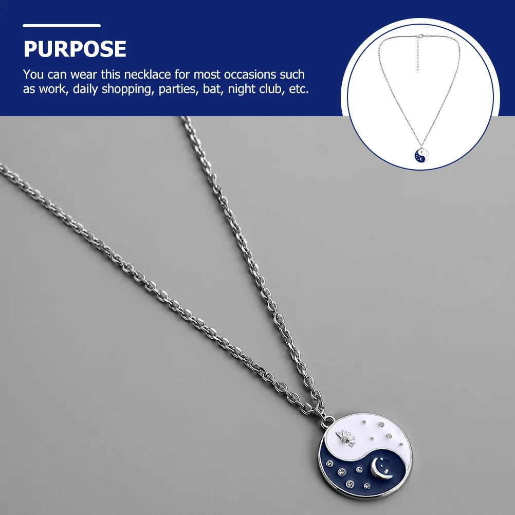 

Yin Yang Necklace Men Chain Pendant Necklace Taoist Accessory Work Party Daily Outfit Gift Husband Boyfriend Male Friend