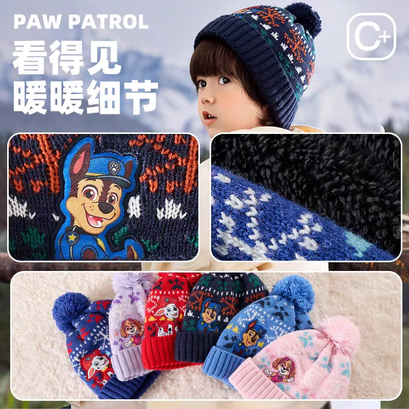 Genuine PAW Patrol Chase Skye Children Ear Protection Beanies Infant Plush Earflaps Cap Soft Cartoon Winter Warm Girl Boy Hat