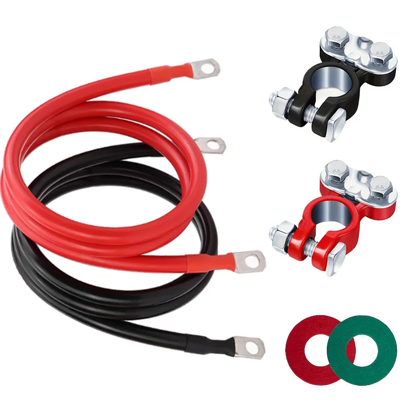 10AWG Battery Terminal Post Connectors Automotive Connection Wires for Cars Motorcycles Ships - Battery-Free Tools