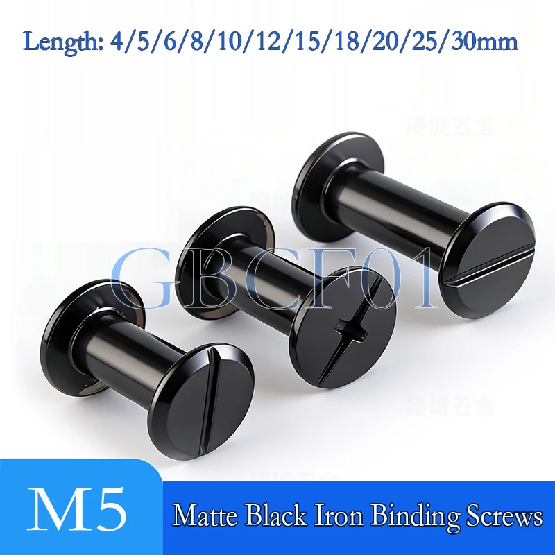 M5x4/5/6/8/10/12/15/18/20/25/30 Black Plated Account Books Screw , Snap Rivet Chicago Screws, Book Butt Binding Nails