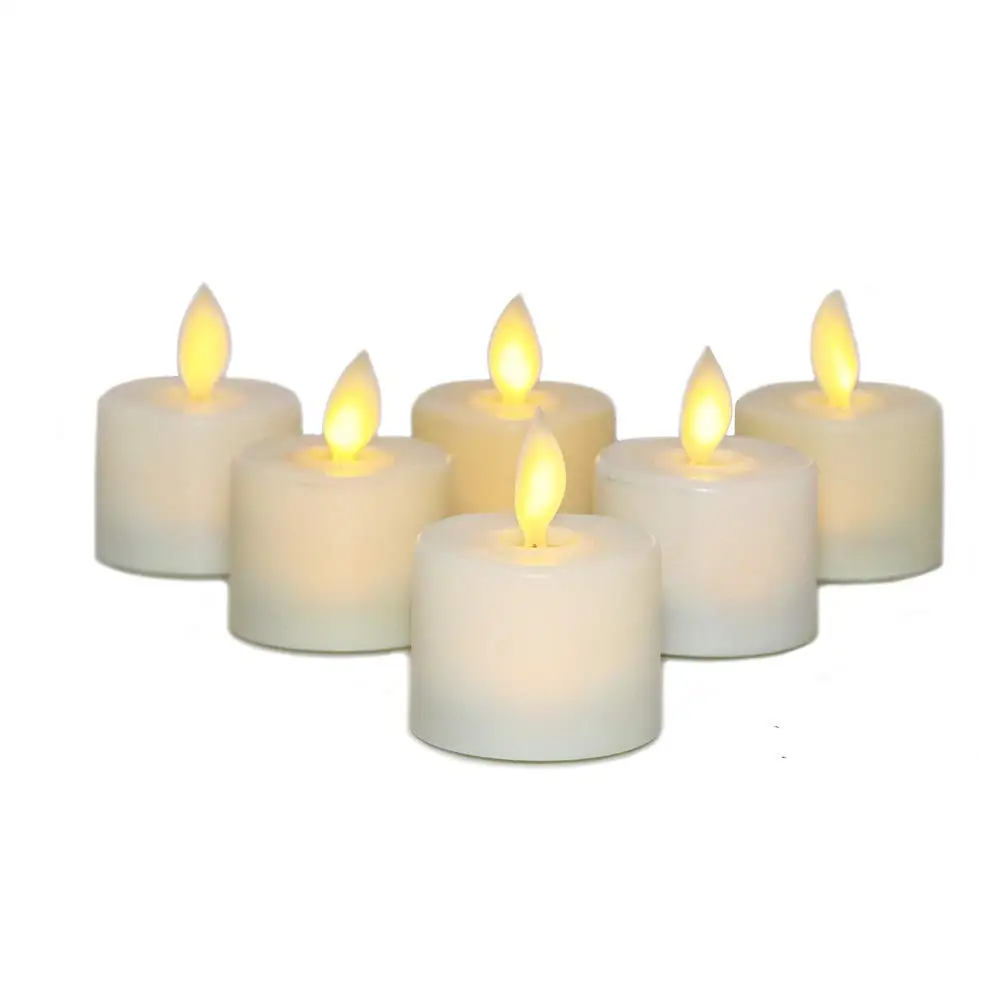 3/6/12 Pieces Warm White Moving Wick LED Tea Light Candles,Decorative Church Religious Wedding Christmas Candles