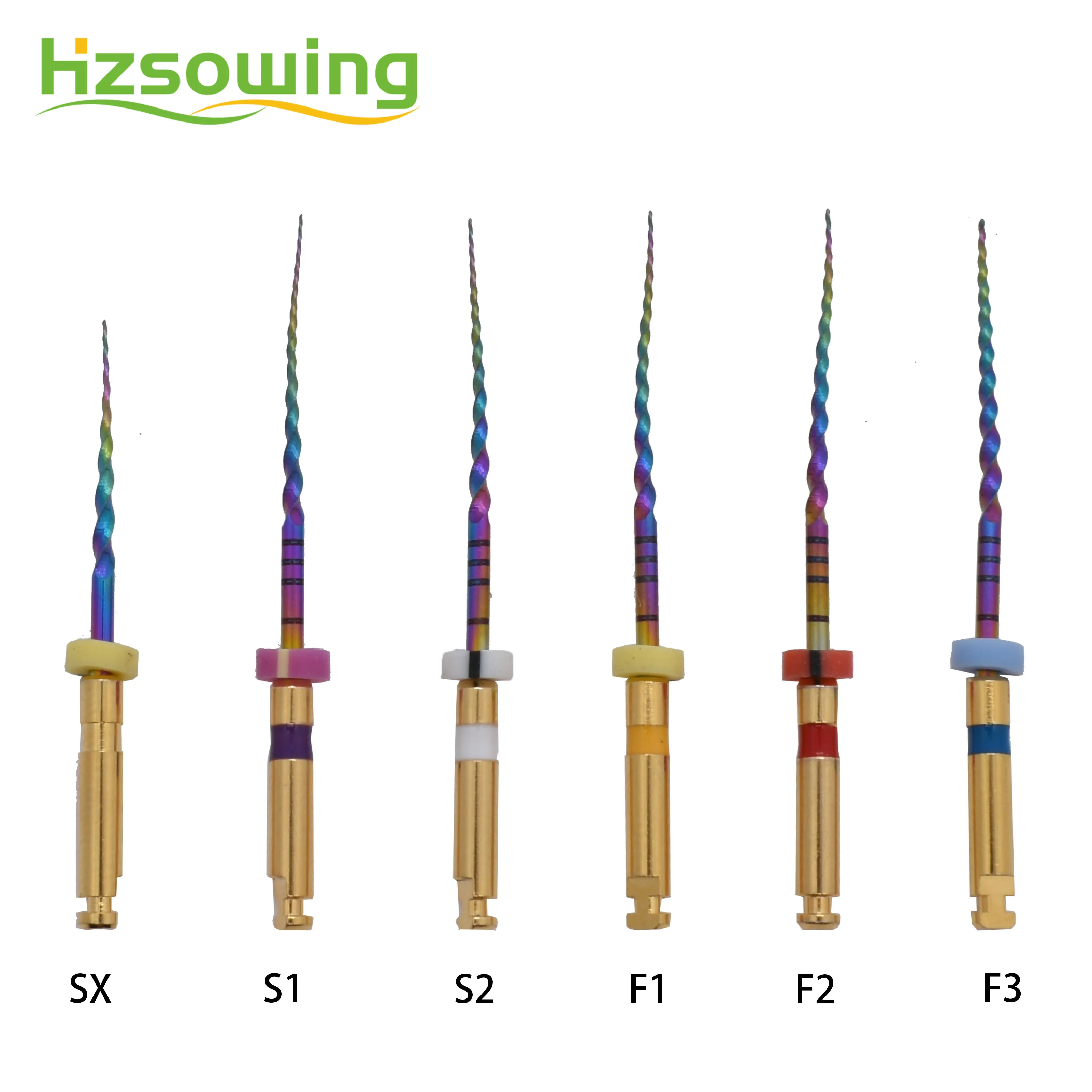 회전하는 무지개 파일 근관 파일 열 활성화 치과 기구가 있는 슈퍼 테이퍼 파일 치과용 다채로운 SX F3 바늘