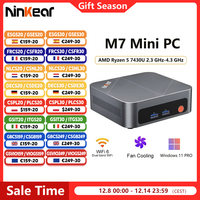 Ninkear M7 Mini PC AMD Ryzen 5 7430U 2.3 GHz-4.3 GHz Windows 11 PRO 16GB DDR4 RAM 512GB SSD WIFI 6.0 Fan Cooling Mini Computers