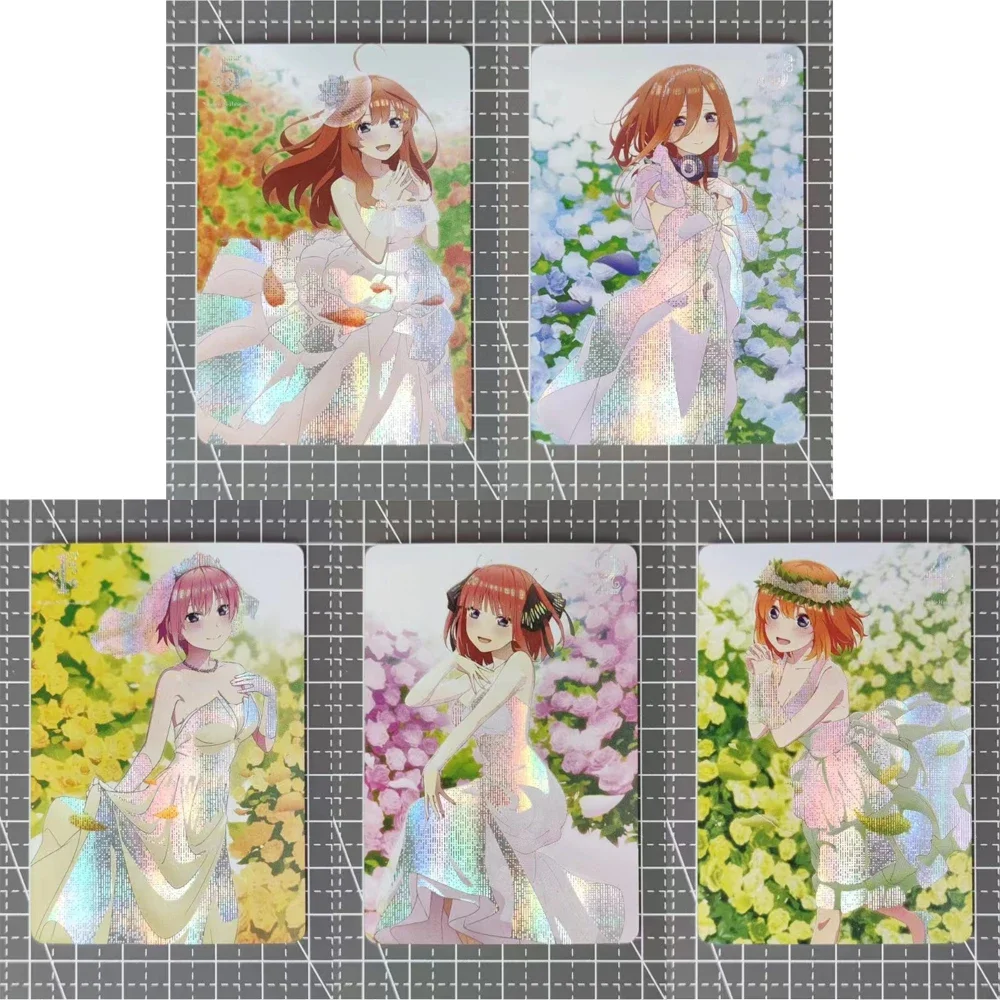 5Pcs/set The Quintessential Quintuplets Flash Card Nakano Miku Nakano Itsuki Wedding Dress Series Classic Anime Collection Cards