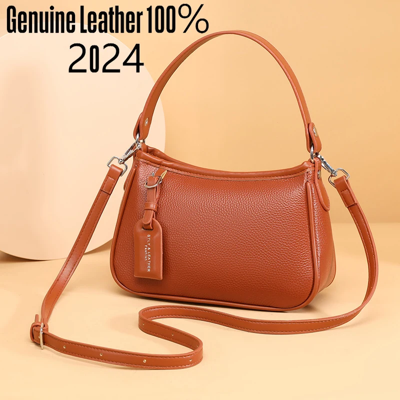 Authentic Leather Tote Bag Luxury Large Capacity Women\'s Single Shoulder Diagonal Crossbody Bags Fashion Simple Female Handbag