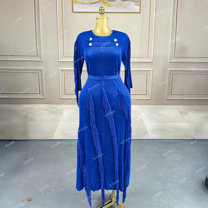 Robes plissées Miyake pour femmes, grande taille, robes longues africaines, franges pressées, robes de bal pour occasions formelles, 2025