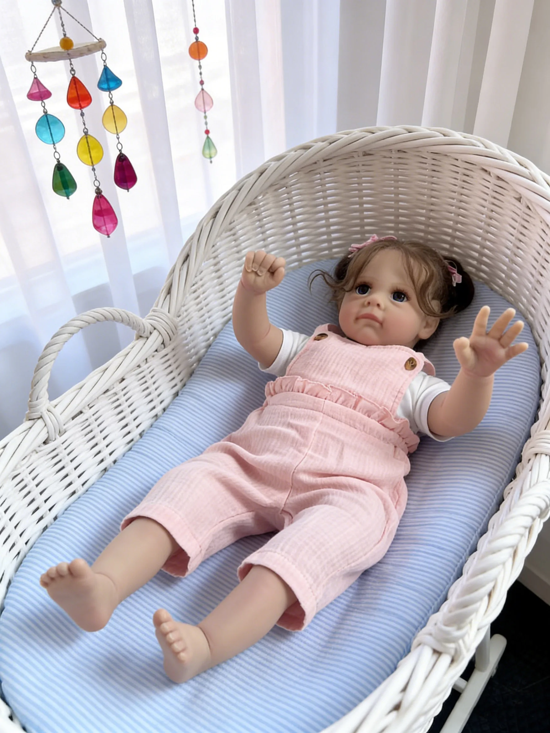    22 inch pasgeboren Maggi levensechte peuter herboren pop zachte doek lichaam meerdere lagen schilderen met zichtbare aderen handwortelhaar