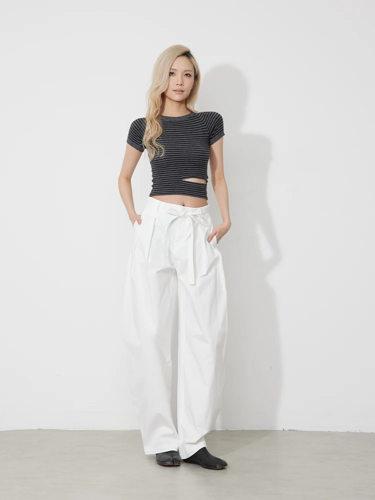 

High Waist Belted Pear ape Hip Covering Denim Jeans RUGOSAM Spring New Arrival Long Pants Regular Thin Banana Pants