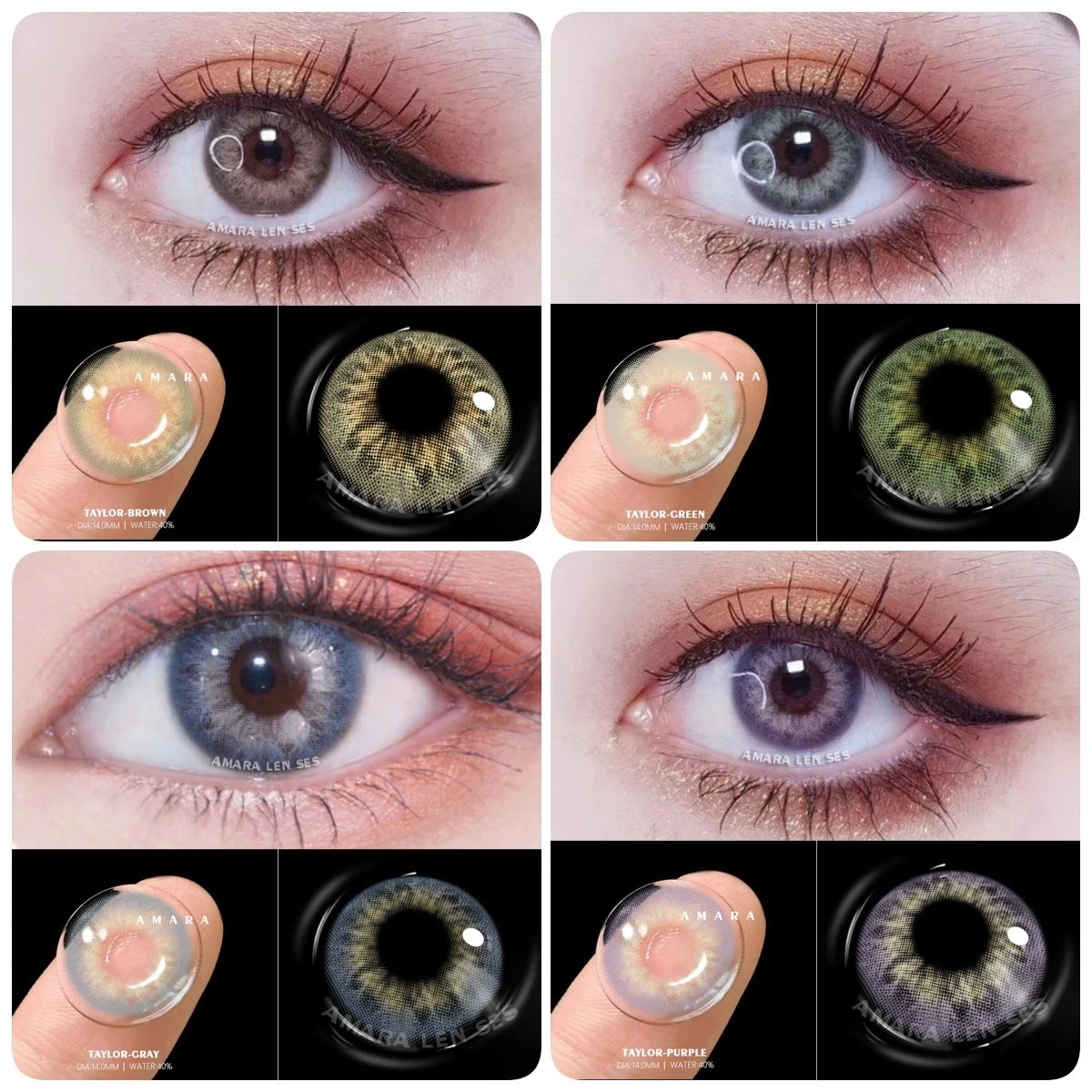 EYESHARE 1 Paar TAYLOR Kontaktlinsen für Augen, Hybrid, natürliche bunte Linsen, bunte Augen, grüne Linsen, kosmetische Jahresgebrauch