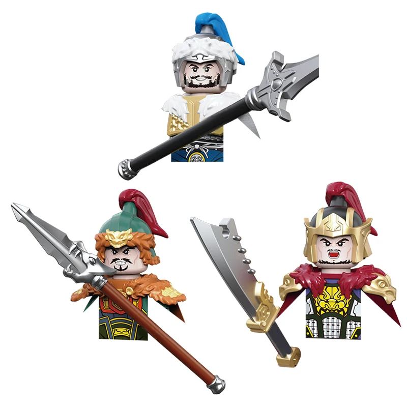 1pcs Courage Of The Three Kingdoms Soldiers Hero soldier weapon brick Mini action figure Building Blocks DIY Toy For kids Gifts