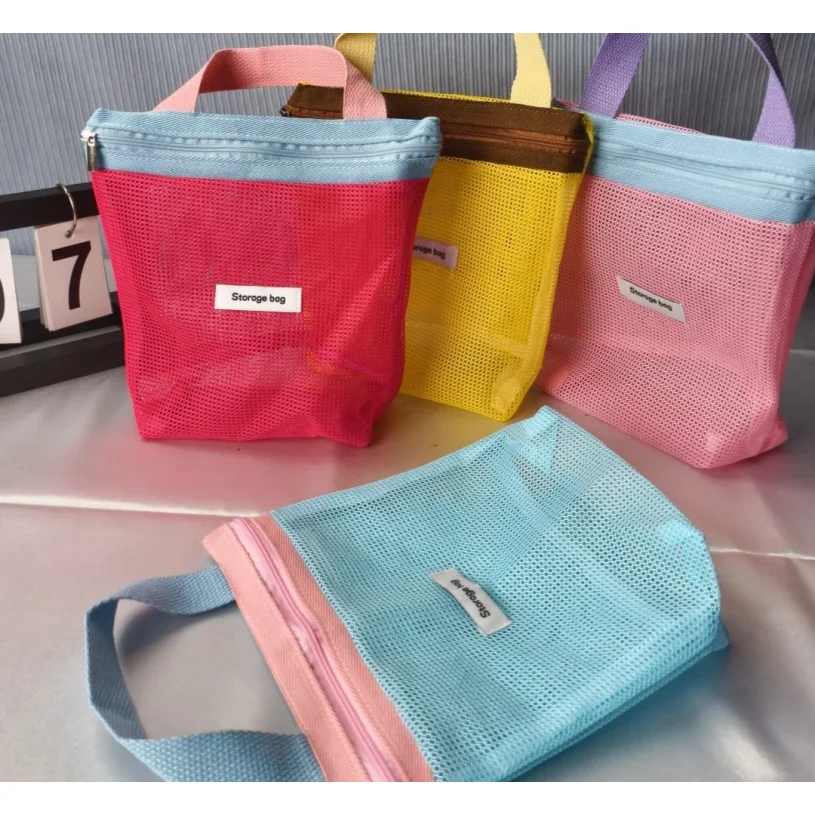 Color Block Dopamine Folding Shopping Bag New Lightweight Casual Nylon Handbag Shoulder Bag Hot Selling