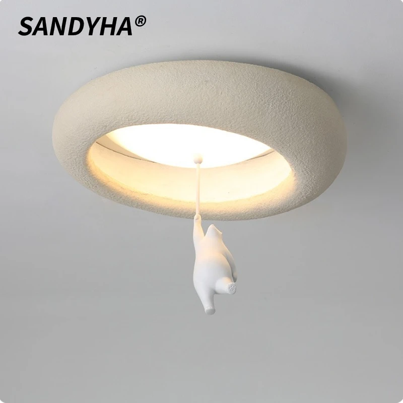 

SANDYHA Nordic Style Ceiling Lights Resin Bear Design LED Lamp for Children's Bedroom Decoration Living Room Lighting Fixtures