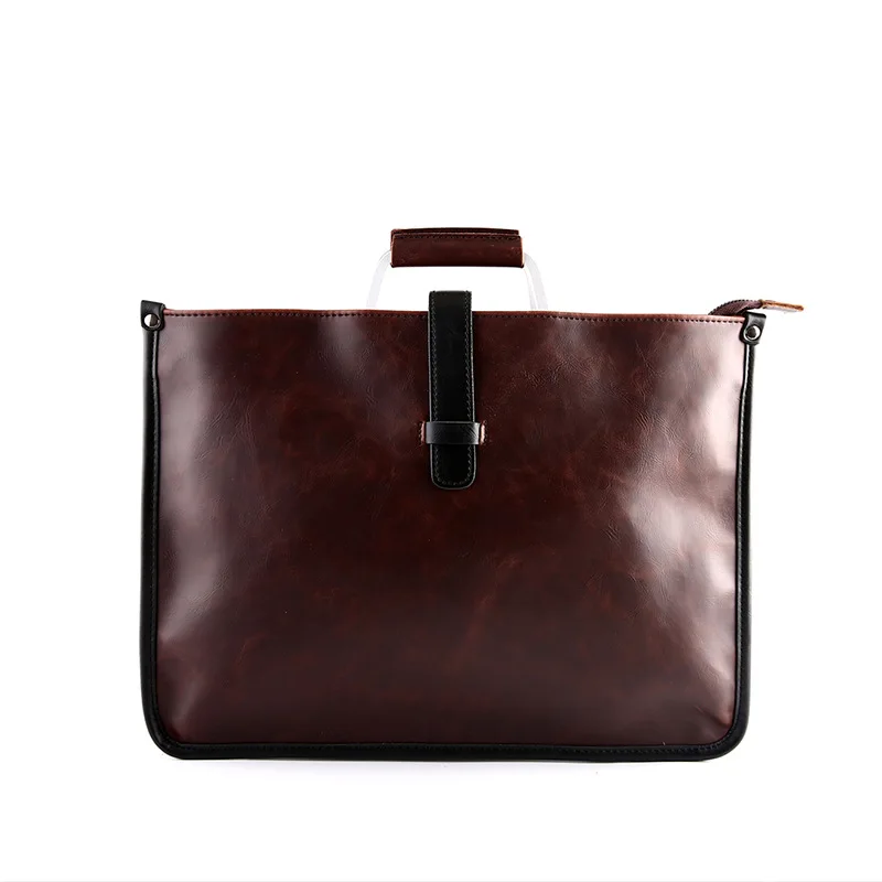 Briefcase For Man A4 File Document Handbags Male Crazy Horse Leather Laptop Bag Fit 14 Inch Business Bag