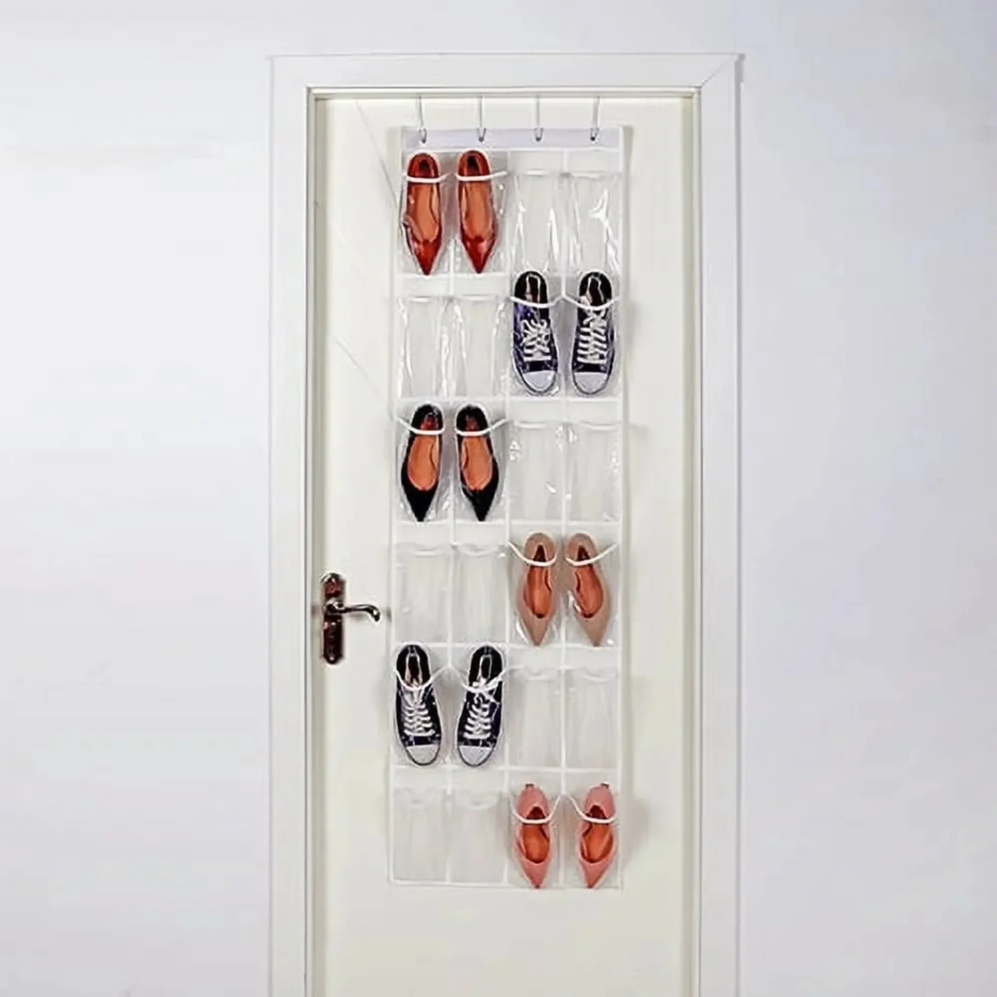 

(3 pack) 24 Pocket over the Door Non Woven Closet Shoe Organizer, Arctic White, Adult and Kids