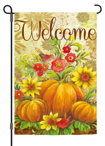 Pumpkins and Scroll garden flag 12