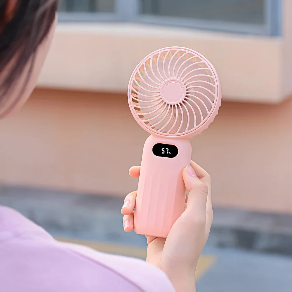 Factory Speed Display Portable Hand Rechargeable Promotion Advertising Plastic Handheld Mini Usb Fan