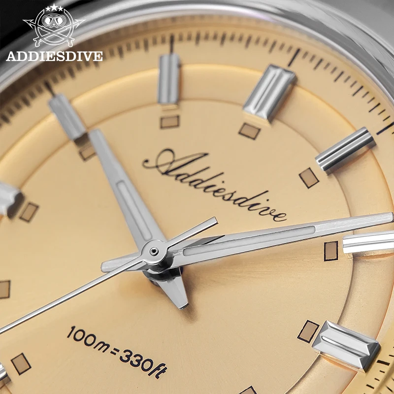 ADDIESDIVE 36mm Men's Watch Waterproof Super Luminous Bubble Glass Wristwatch Luxury Quartz 316L Stainless Steel Watch For Men