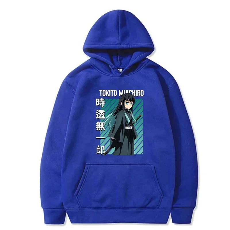 Demon Slayer Japan Anime Hoodie for Men and Women Harajuku Muichiro Tokito Graphic Printing Sweatshirt Plus Size Female Pullover