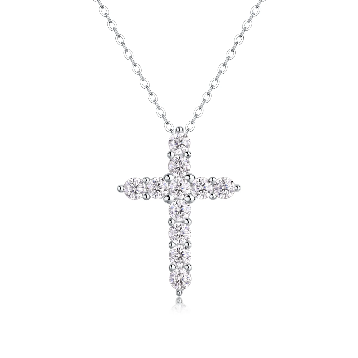

Customize 11-Piece Cultured Diamond Cross Pendant 925 Silver Unisex Simple Fashion Jewelry