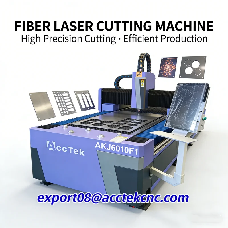 Factory Direct Supply Fiber Laser Cutting Machines AKJ6010F Automatic For Industrial Steel Iron Aluminum Metal Plate Processing