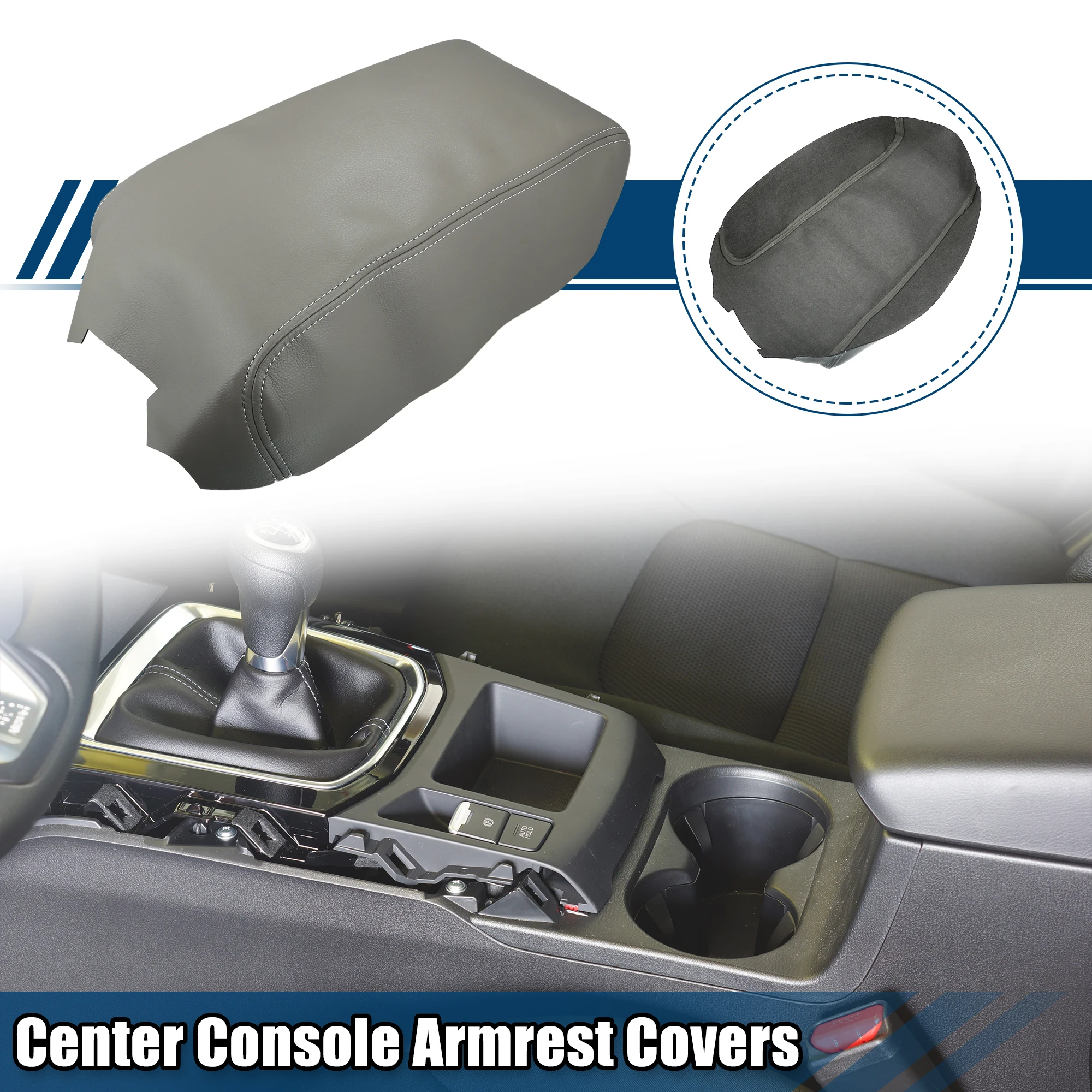 UXCELL Center Console Armrest Covers for Nissan Maxima 2009-2014 Faux Leather Gray