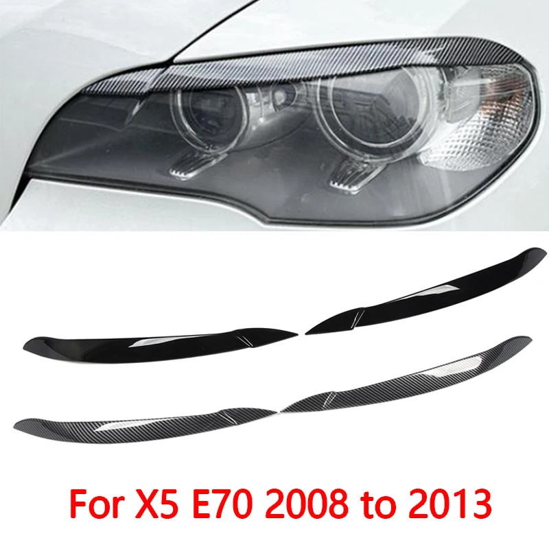 New 1 Pair Headlight Eyebrow Left Right Fade Proof Front Headlight Eyelid Trim for X5 E70 2008 to 2013 Headlamp Eyebrow Cover