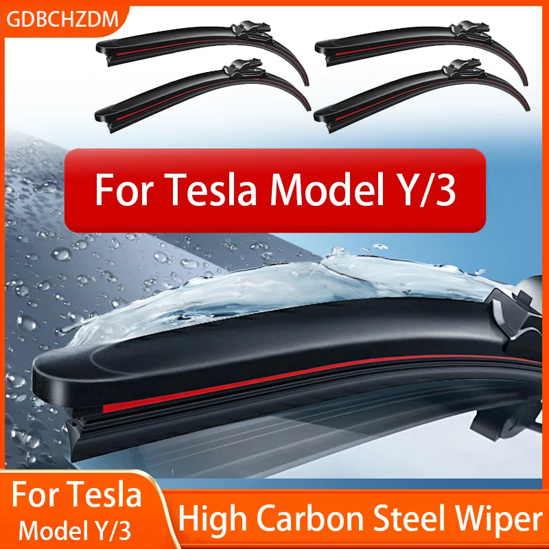 For Tesla Model 3 Y2016-2024 Front Wiper Blades Brushes Cutter Accessories Rubber Windshield Wiper Universal