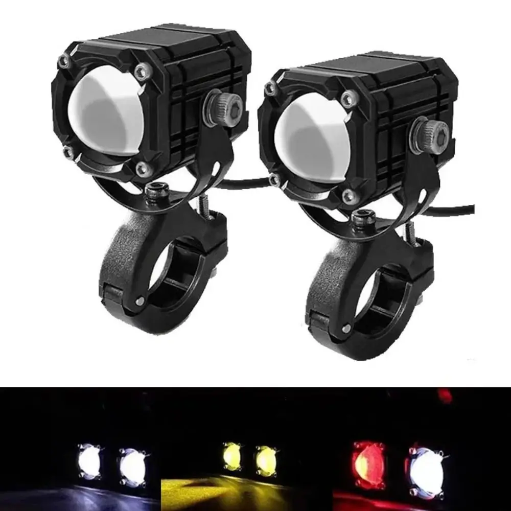 

2pcs Super Bright Motorcycle LED Headlight White and Yellow Light Double Light Flash Motorcycle Work Light Waterproof