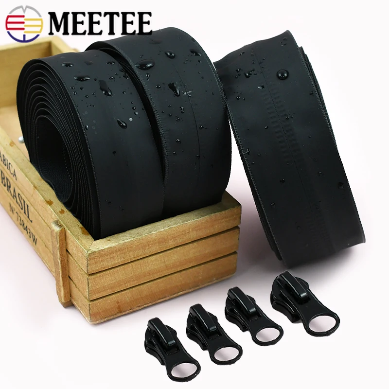 

1/2/3Meters Waterproof Zipper Tape 3#5#8#10# Nylon Invisible Zips Puller Outdoor Garment Replacement Closures Sewing Accessories
