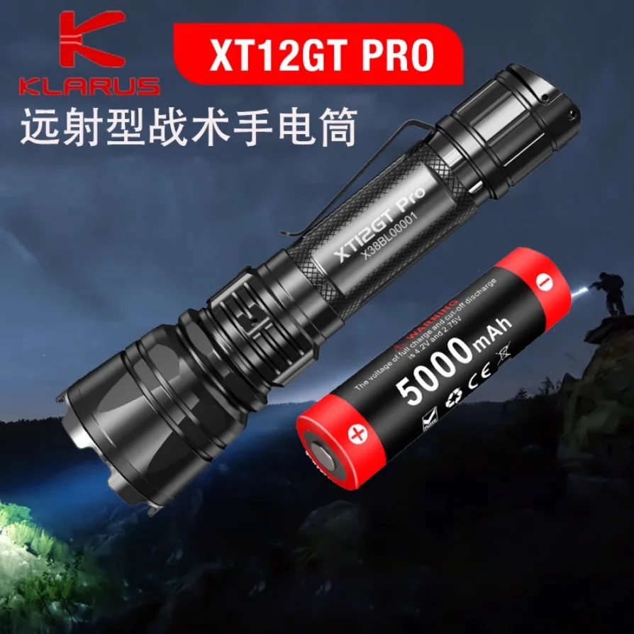 KLARUS XT12GT PRO Rechargeable Tactical Flashlight Luminus SFT40 1600LM  Torch Light by 21700 Battery for Daily Carrying Patrol