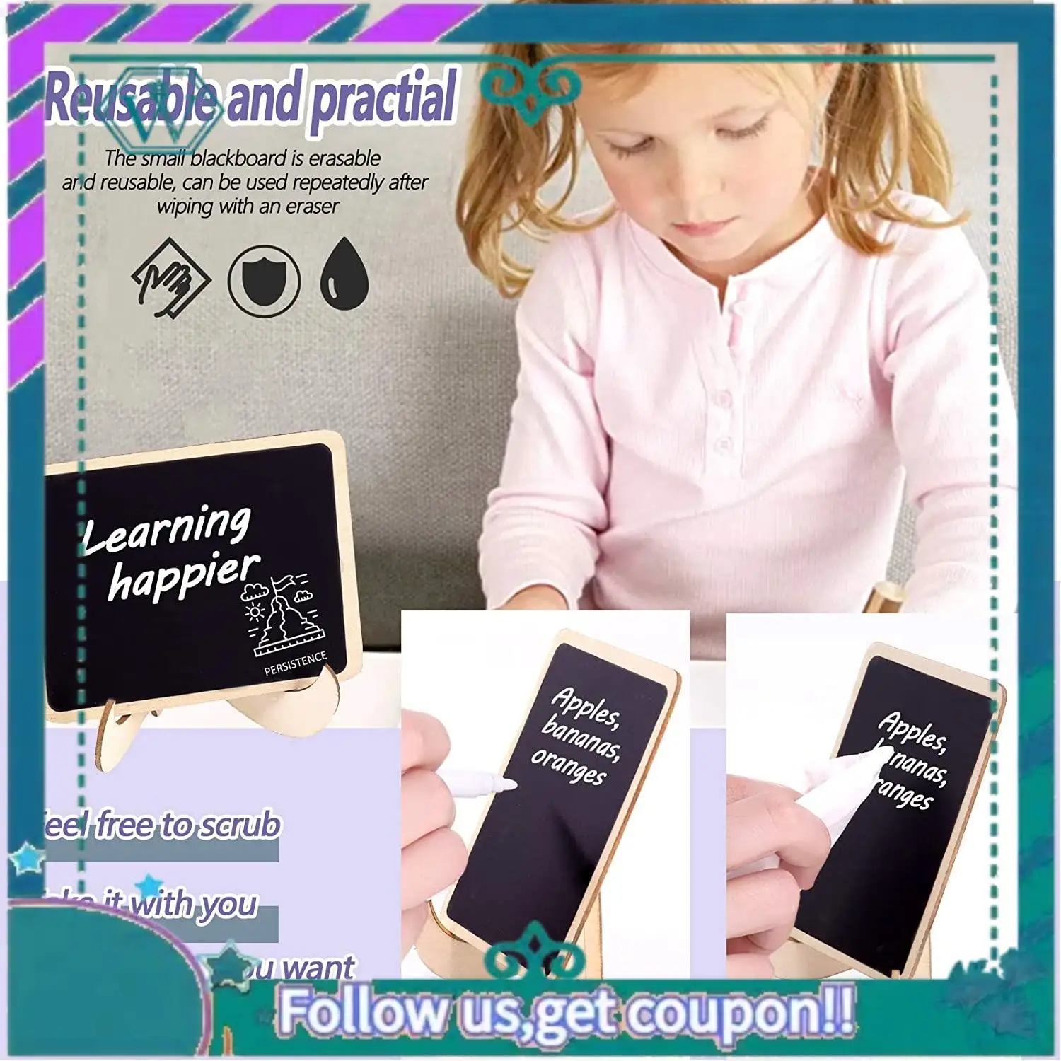 Upgraded 30Pcs Mini Chalkboard Sign Food Labels For Party Buffet, Wooden Small Chalk Board Signs (Rectangle Notch )