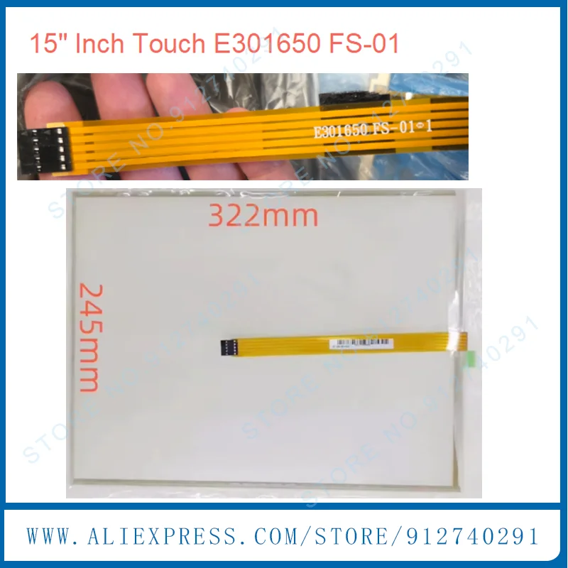 

15-дюймовый пятипроводной 322*245 мм E301650 FS-01 FS-02 стеклянный промышленный дигитайзер сенсорного экрана для AMT28201 AMT 28201 тачпад