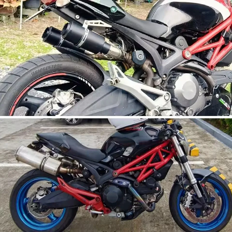 ل Ducati Monster 659 696 795 796 1100 الهروب نظام عادم الدراجة النارية الأوسط وصلة الأنابيب الخمار 51 مللي متر الانزلاق على ربط الأنابيب #2