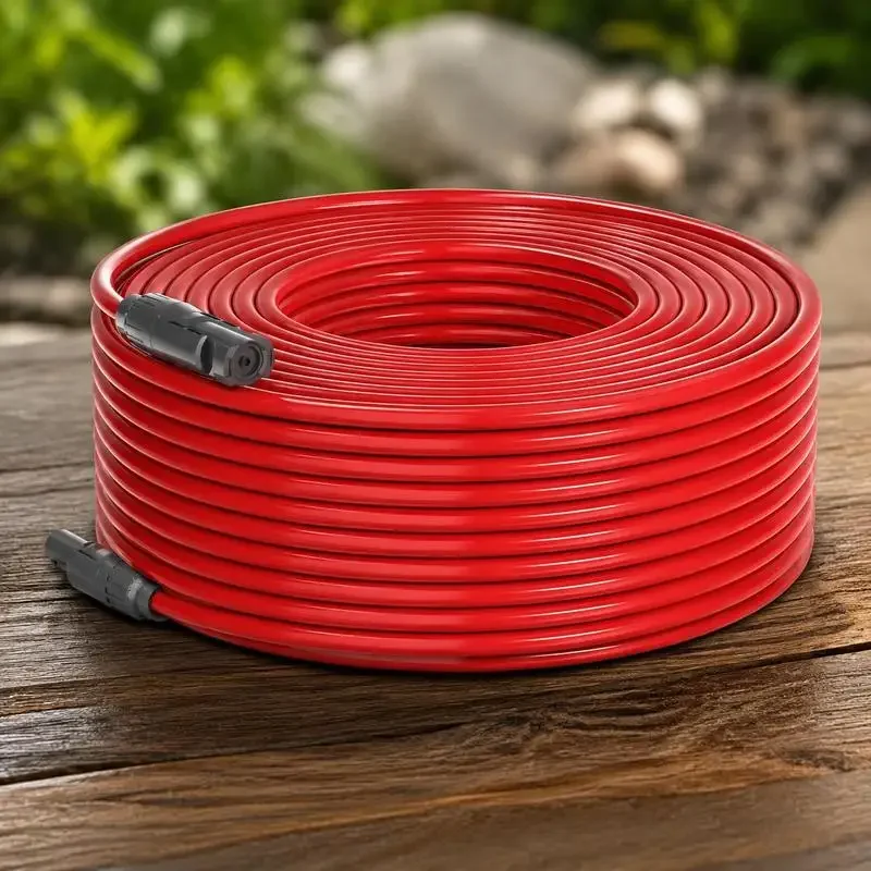 Câble d'extension photovoltaïque 19,9 m 6 mm² pour système solaire, camping-car, balcon, centrale électrique, connecteurs MC4 en cuivre étamé noir et rouge 10 AWG, accessoires pour système PV