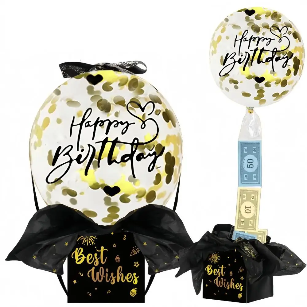Money Clip Funny Birthday Money Box Paper Confetti Balloon Balloon Money Pull Box Black Gold Cash Pull Gift Boxes Kids Gift
