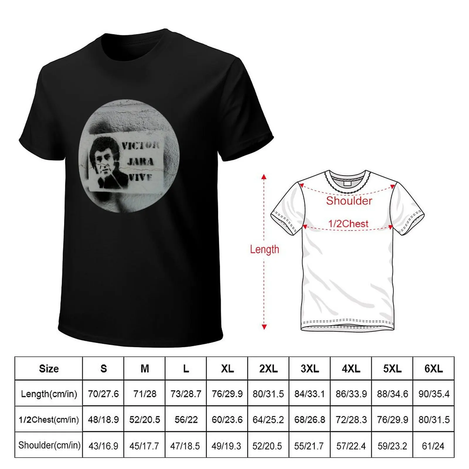 Victor Jara vive (wall stencil) T-Shirt Comfortable Daily Wear Tee