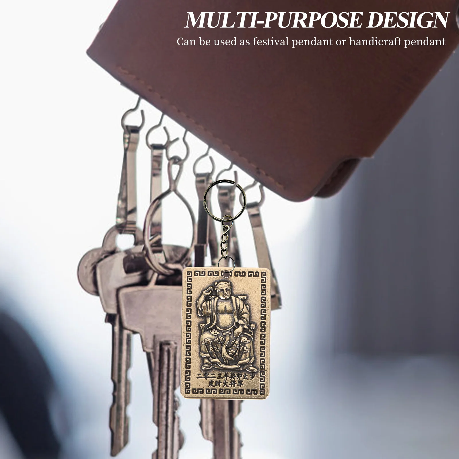 

3pcs Brass Tai Sui Keychain Decor Charms Token Ornament Hanging Pendant DIY Accessories Fengshui Jewelry Parts