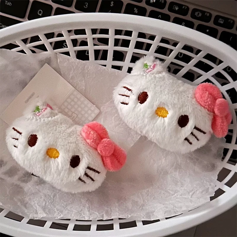 Épingle à cheveux en peluche Sanurgente Hello Kitty pour femmes et filles, pince à cheveux de dessin animé doux, pince à frange latérale, accessoires de cheveux mignons, cadeaux Kawaii