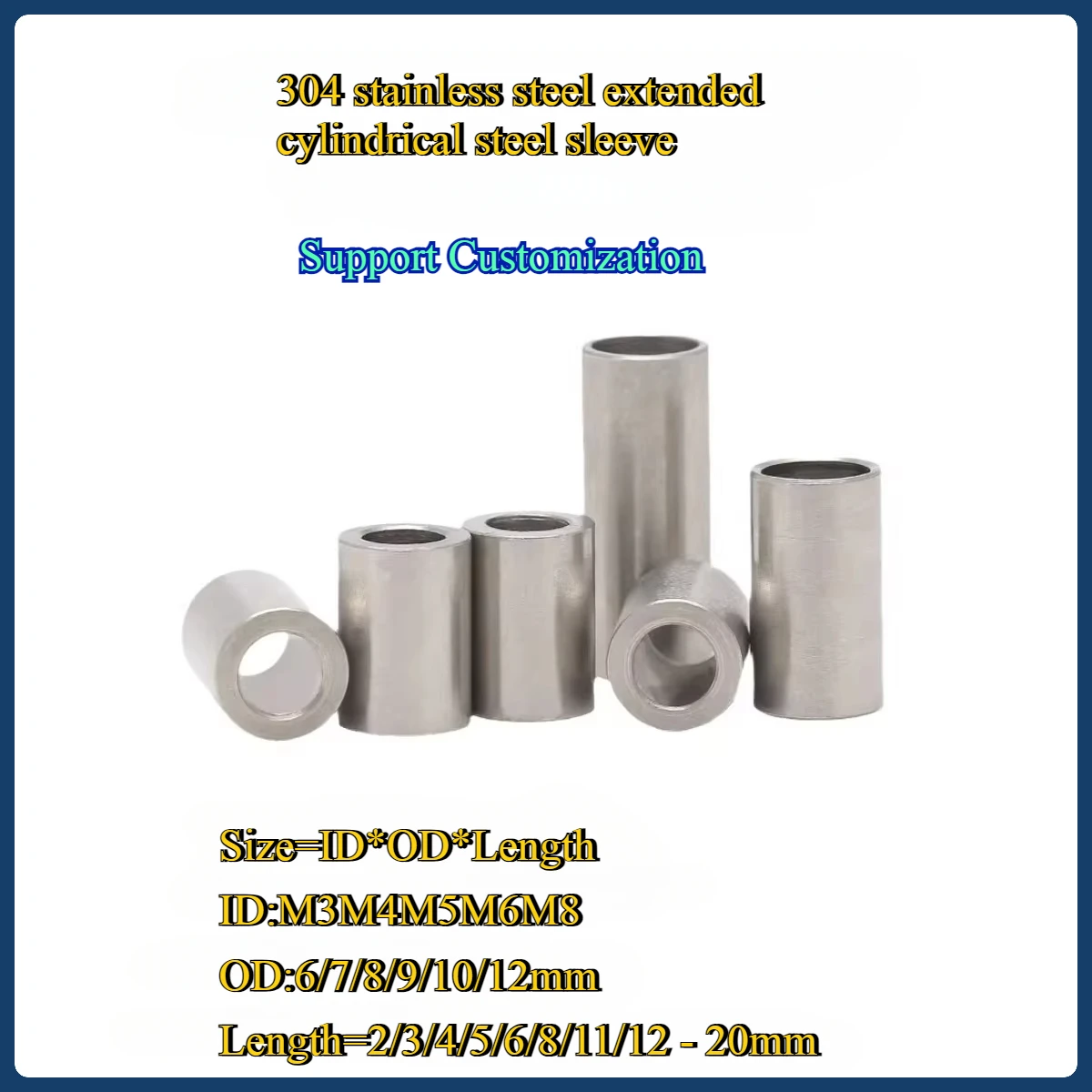 

304 Stainless Steel Bushing / Sleeve Extension Thicken Round Column joint Hollow Casing 10pcs M3 M4 M5 M6 M8