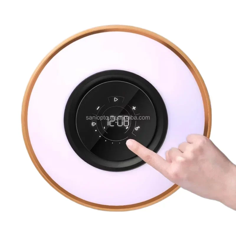 2025 Dropshipping Trend Products New Wooden Smart Light Emitting Diode Desk Lamp with TWS Wireless Speaker Qi Wireless Charger