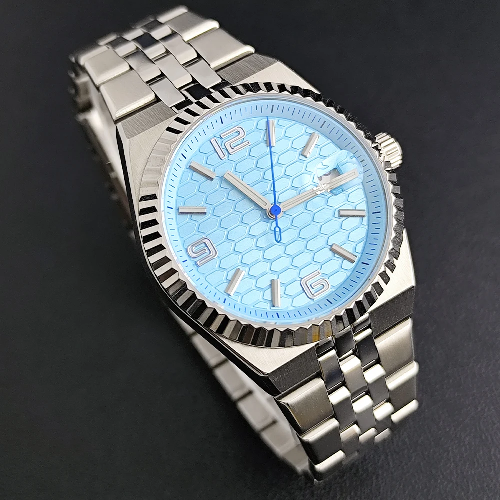 

Automatic Watch Blue Luminous Tainless Steel Sapphire Glass Watches For Man NH35 Movement Calendar Mechanical Watches