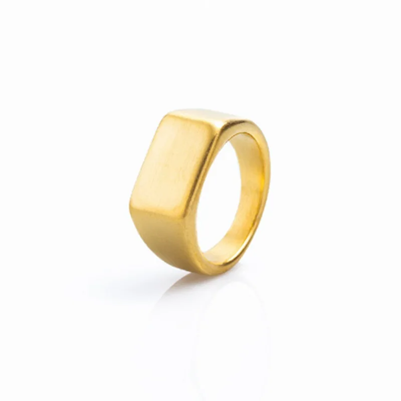 Hot Selling Titanium Staal Eenvoudige Rechthoekige Patroon Ring Voor Vrouwen Mannen Sieraden Valentijnsdag Geschenken Maat 7-13