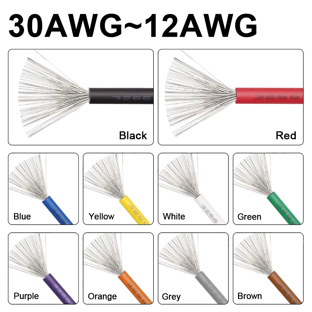 1/5/20m UL3266 Wire Low-Smoke Halogen-Free 30 28 26 24 22 20 18 16 AWG PE Irradiated Household Appliances Tinned Copper Cables