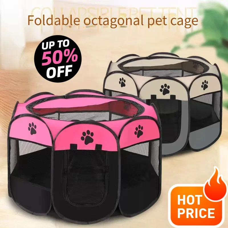 

Octagonal Cage Tent Pet Pen Pregnancy Cat Litter Puppy Litter Litter Box Birth Oxford Brunette Folding Dog and Cat Delivery Room