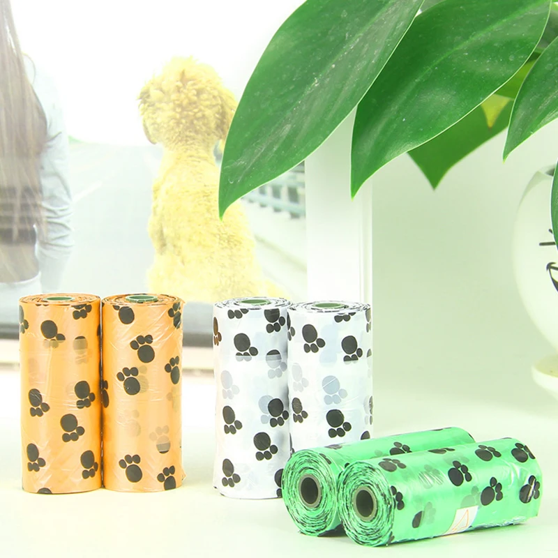 10pcs Degradable Pet Dog Waste Poop Bag With Printing Doggy Bag Degradable Pet Waste Clean Poop Bags Dog Up Clean Bag Dispenser