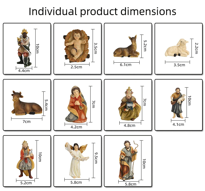 11 قطعة/المجموعة 10 سنتيمتر عيد المسيح يسوع زخرفة الهدايا المهد المشهد الحرف الراتنج عيد الميلاد مدير الديكور العناصر الدينية