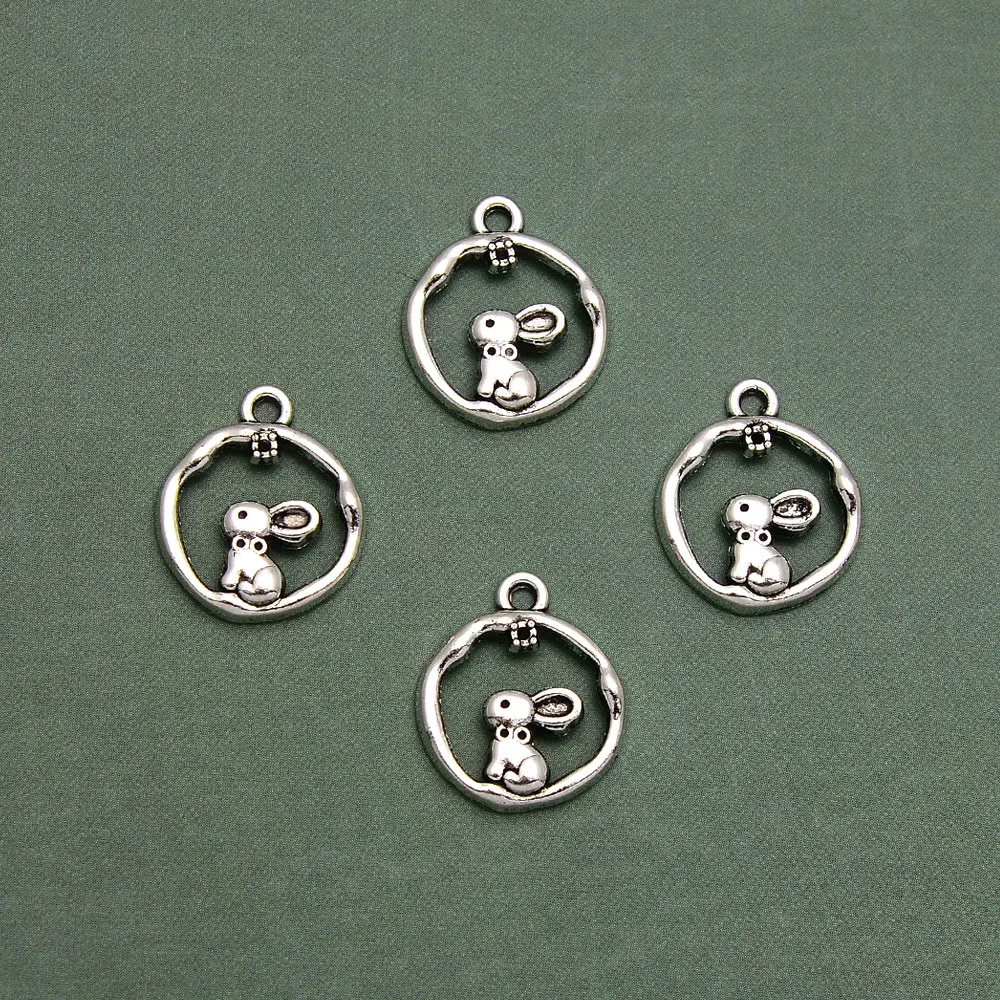 50pcs/lot--16x14mm Easter Charms Cute Rabbit Bunny Pendants For Diy Jewelry Making Findings Supplies Wholesale Bulk Hqd