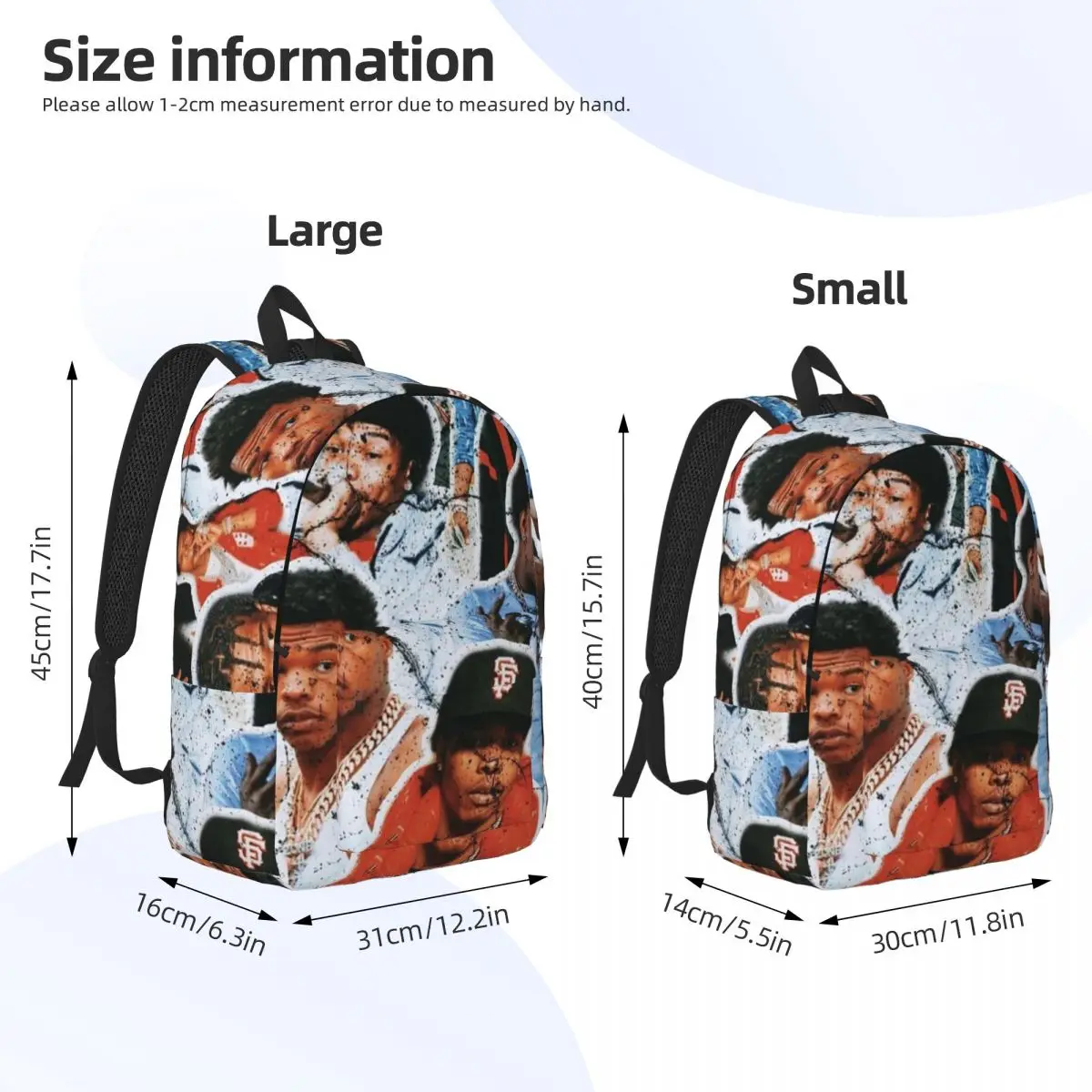 Lil Baby Backpack for Men Women Fashion Student Hiking Travel Daypack Hip Hop Singer Laptop Computer Canvas Bags with Pocket