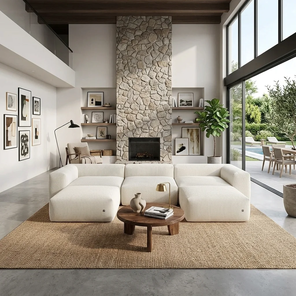Ins-style Aesthetic Modern Modular Sofa Boneless Couch Sectional Sofa Set Villa Living Room Furniture