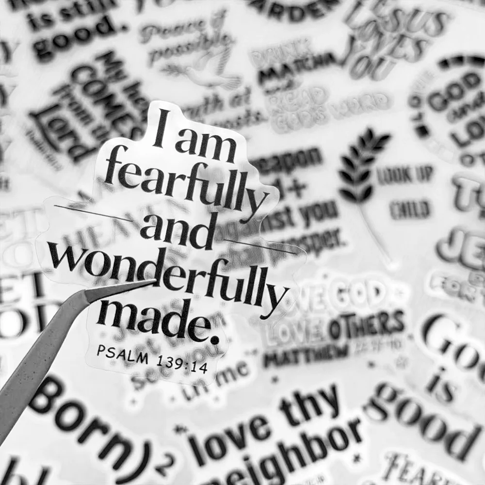 50pcs Black & White Encouragement PET Stickers Decals For Laptop Bottle Suitcase Helmet Skateboard DIY Retro Aesthetic Stickers